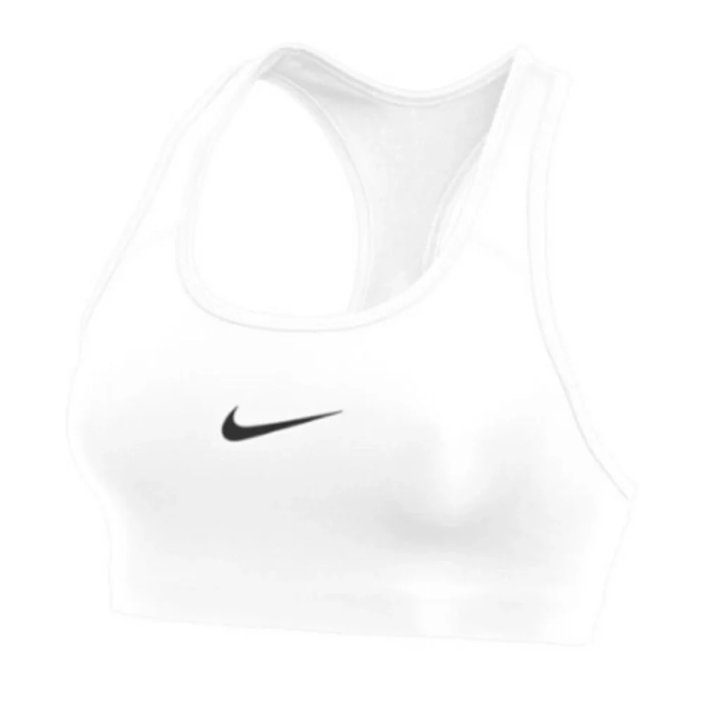 EUC Nike White Medium Support Non Padded Swoosh 2.0 Sports Bra Size Medium